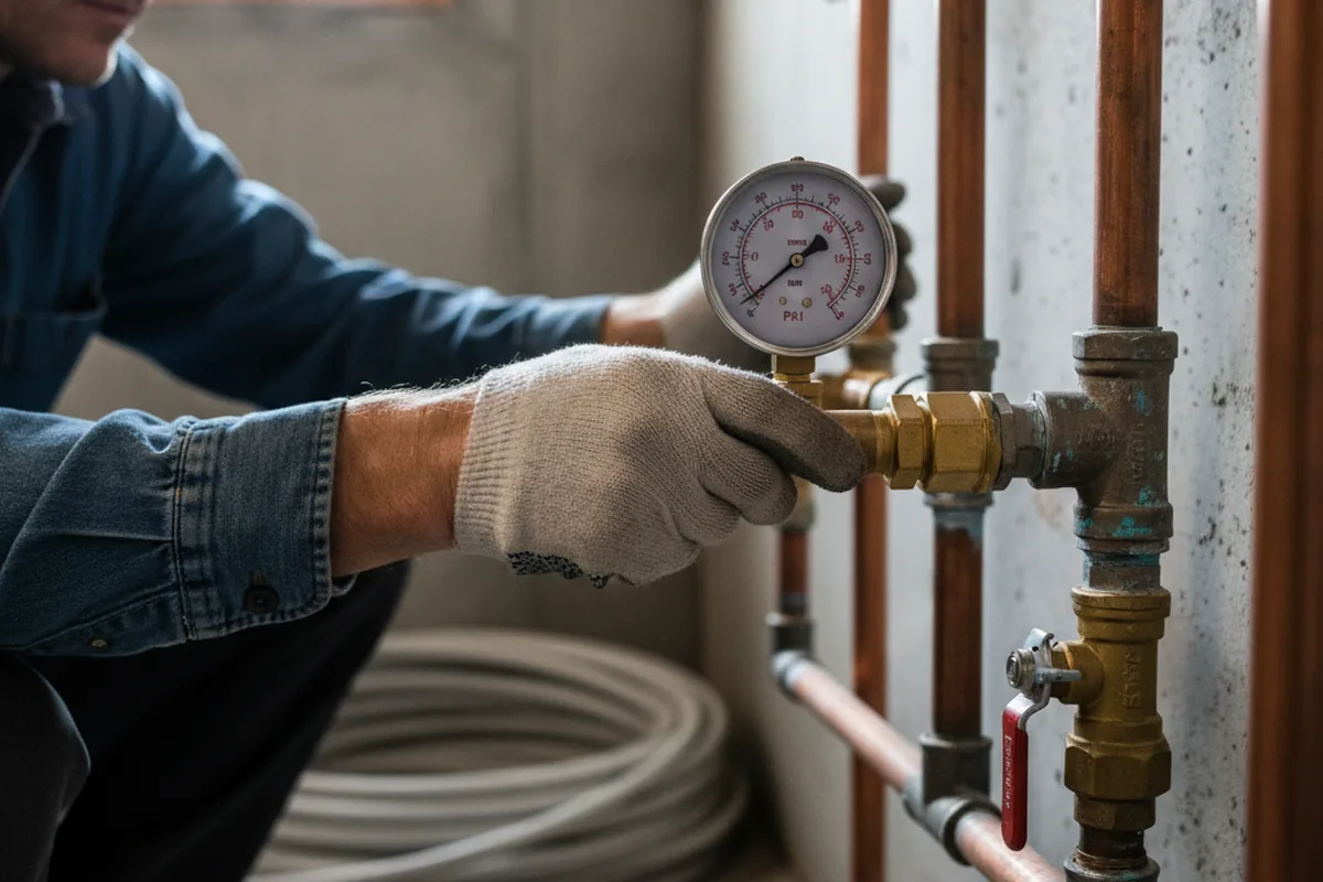 Pressure testing a repaired line during Water Line Repair in Greenfield
